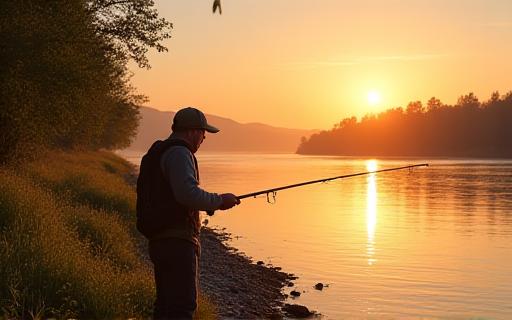 Pescar cu undița pe malul Dunării